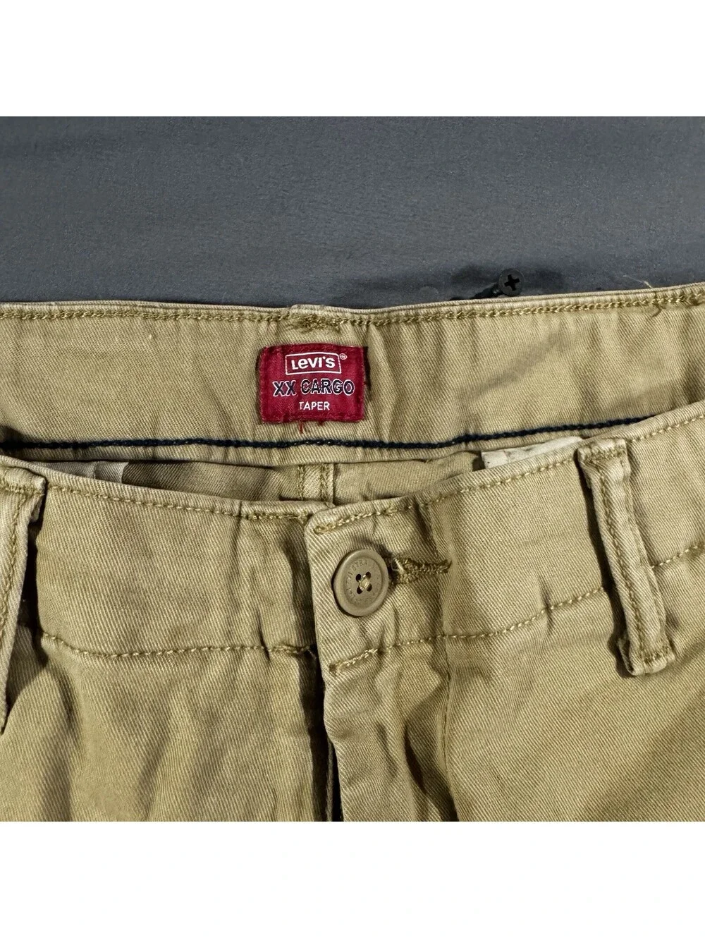 Levis XX Cargo Taper Pants Mens Khaki Tan Canvas Utility Streetwear Size 38x30